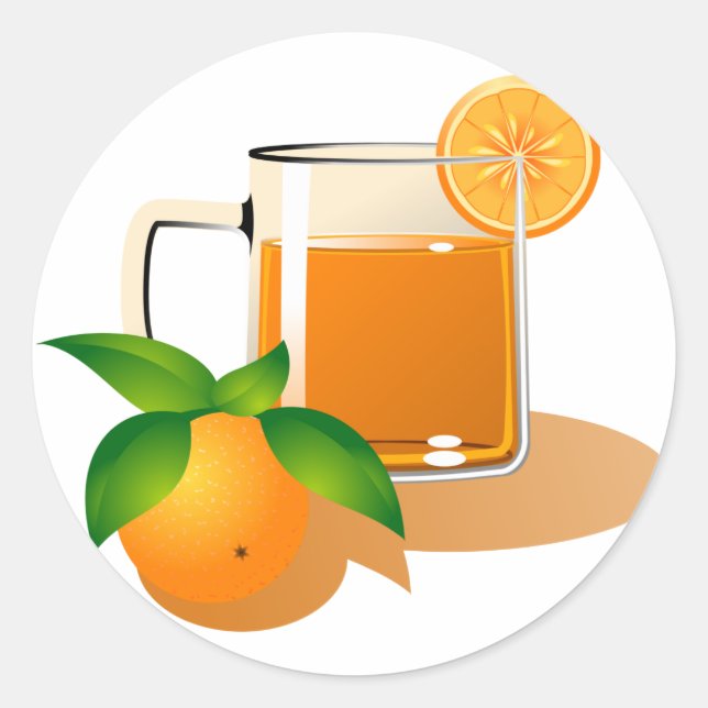 Orange Juice Classic Round Sticker (Front)