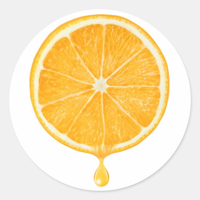 Orange juice classic round sticker (Front)