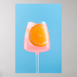 Orange juice in clear drinking glass poster