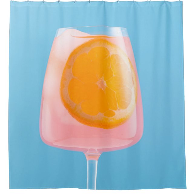 Orange juice in clear drinking glass shower curtain (Front)