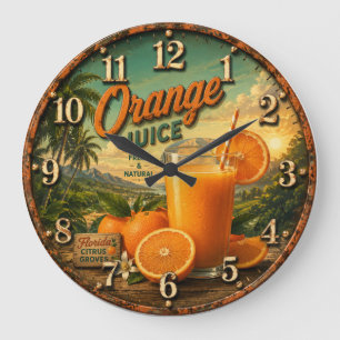 Orange Juice Kitchen Large Clock