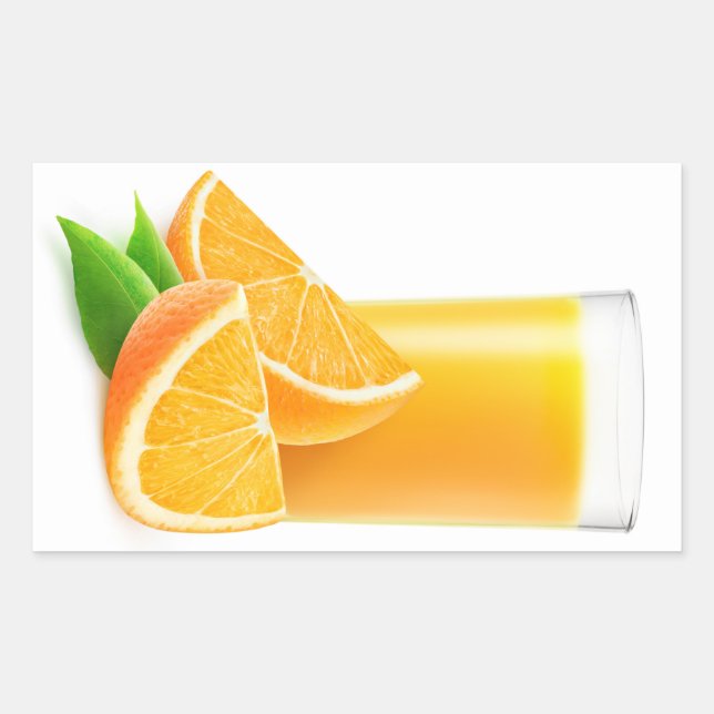 Orange juice rectangular sticker (Front)
