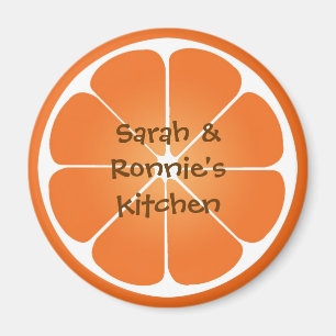 Orange juicy fruit slice round magnet party favour