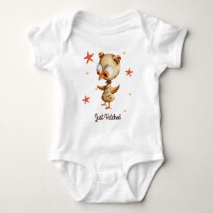 Orange Just Hatched Brown Owl Newborn Baby Bodysuit