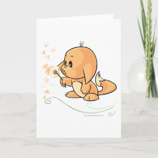 Orange Kacheek wishing on a dandelion Card