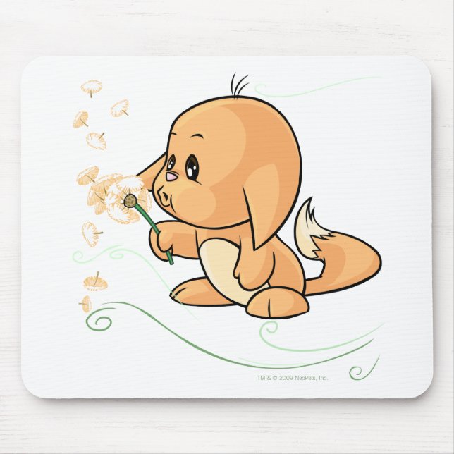 Orange Kacheek wishing on a dandelion Mouse Mat (Front)
