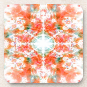 Orange kaleidoscope pattern coaster