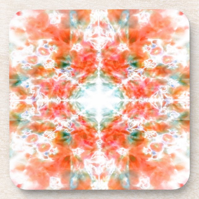 Orange kaleidoscope pattern coaster (Front)