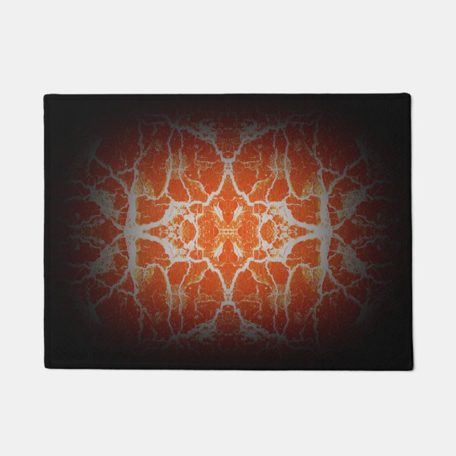 Orange kaleidoscope pattern doormat (Front)