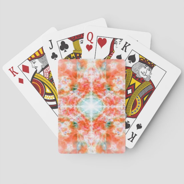 Orange kaleidoscope pattern playing cards (Back)
