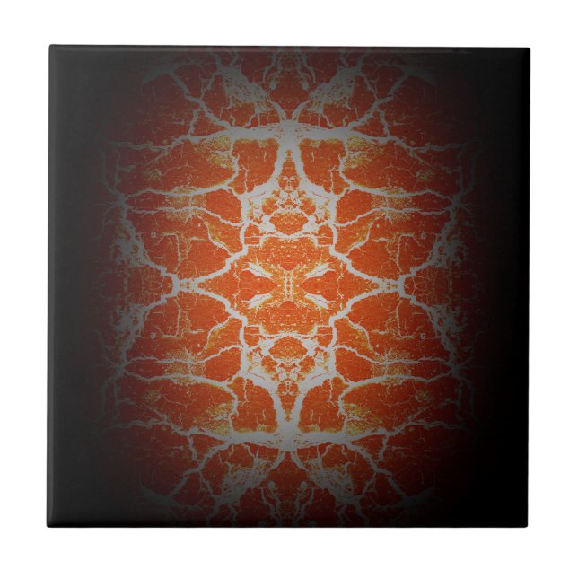 Orange kaleidoscope pattern tile (Front)