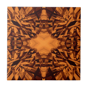 Orange kaleidoscope star pattern tile