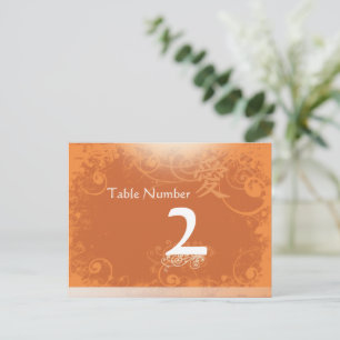 Orange Kanji for Love Swirl Table Number Cards