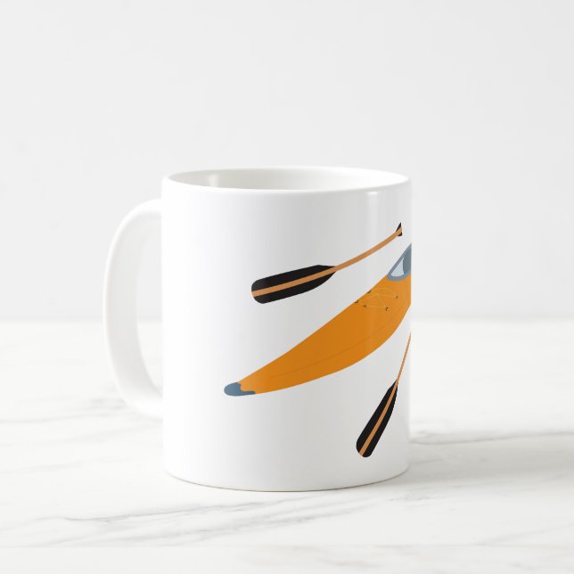 Orange Kayak with Oars Coffee Mug (Front Left)