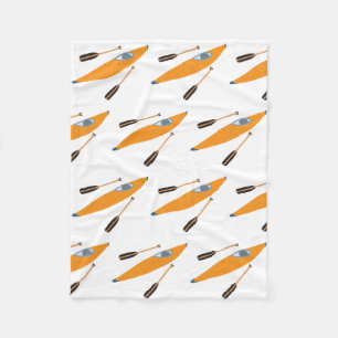 Orange Kayak with Oars Fleece Blanket