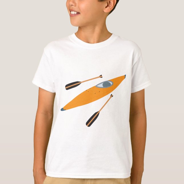 Orange Kayak with Oars T-Shirt (Front)