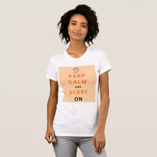 Orange Keep Calm and Scary On text Halloween Ghost T-Shirt