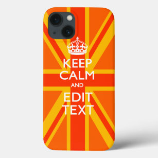 Orange Keep Calm and Your Text on a Union Jack Case-Mate iPhone Case