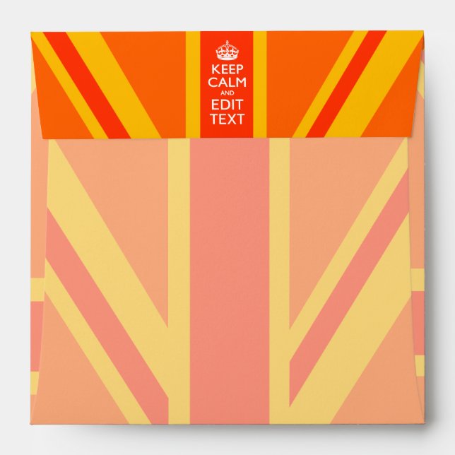 Orange Keep Calm and Your Text on a Union Jack Envelopes (Back (Top Flap))