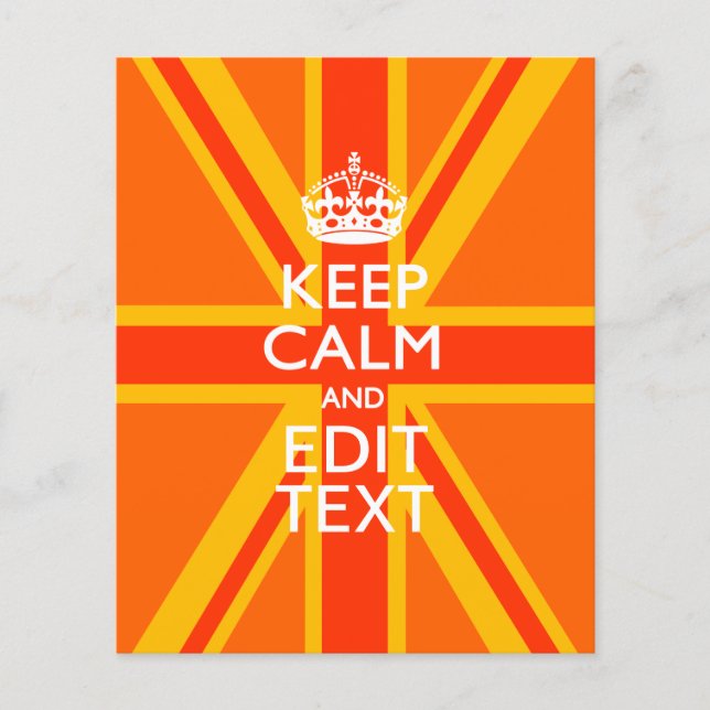 Orange Keep Calm and Your Text on a Union Jack Flyer (Front)