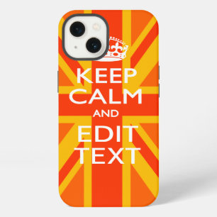 Orange Keep Calm and Your Text on a Union Jack iPhone 13 Case