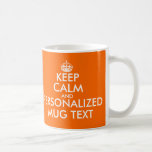 Orange Keep Calm Mugs | Personalizable Template<br><div class="desc">Orange colour Keep Calm Mugs | Personalizable Template. Cute keepcalm gift idea for men and women. Customise background colours ie bright orange. Create your own funny KeepCalmandCarryOn parody. Simply edit the text of this template to make a unique design. Popular carryon quotes: Keep calm and party on. Keep calm and...</div>