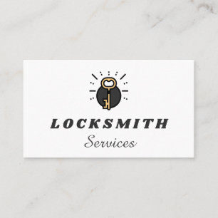 Orange Key Funky Logo House Lockout Key Service Business Card