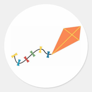 Orange Kite Classic Round Sticker