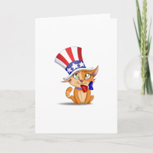 Orange Kitten 4th Of July Card