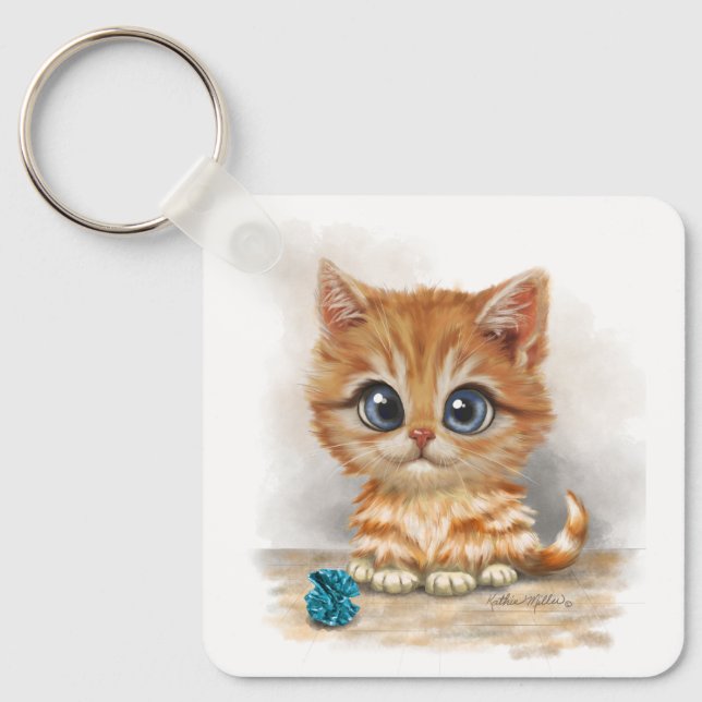 Orange Kitten Cartoon Key Ring (Front)