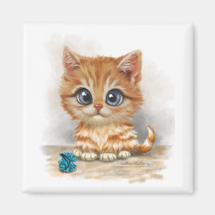 Orange Kitten Cartoon Magnet