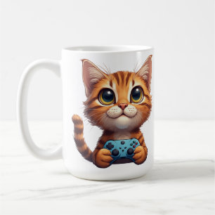 Orange Kitten Holding Game Controller Gamer Cat Coffee Mug