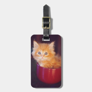 Orange Kitten In A Red Mug Luggage Tag
