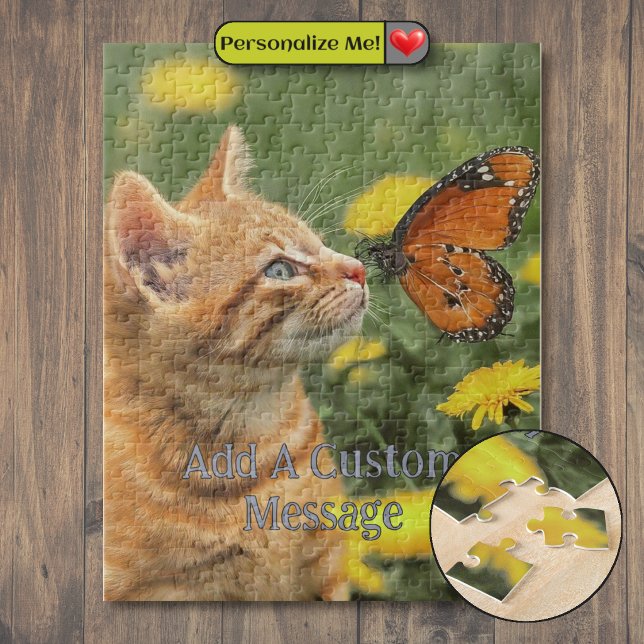 Orange Kitten Orange Butterfly Jigsaw Puzzle (Orange Kitten Orange Butterfly Jigsaw Puzzle)
