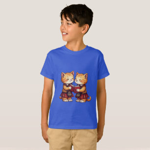 Orange Kitties Reading Burns Night T-Shirt