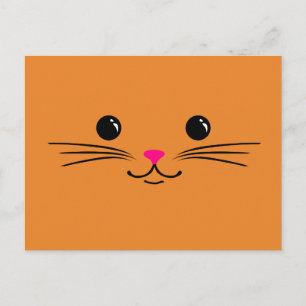Orange Kitty Cat Cute Animal Face Design Postcard