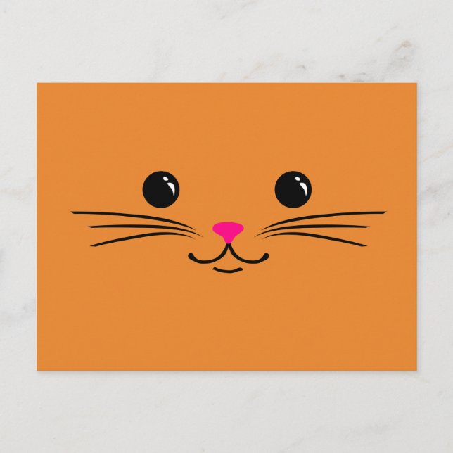 Orange Kitty Cat Cute Animal Face Design Postcard (Front)