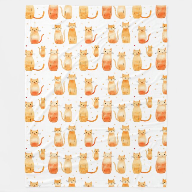 Orange Kitty Cats Fleece Blanket (Front)