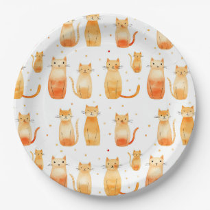Orange Kitty Cats Paper Plate
