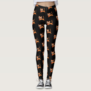 Orange Kitty Running Away with a Heart Leggings