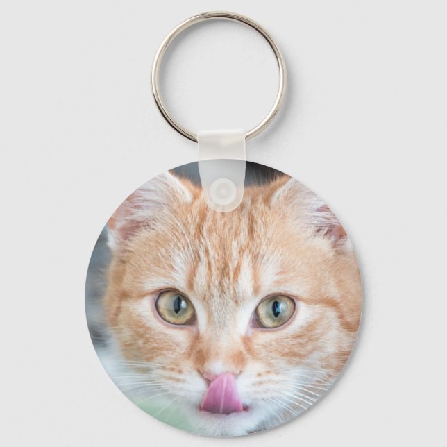 Orange kitty slurp key ring (Front)