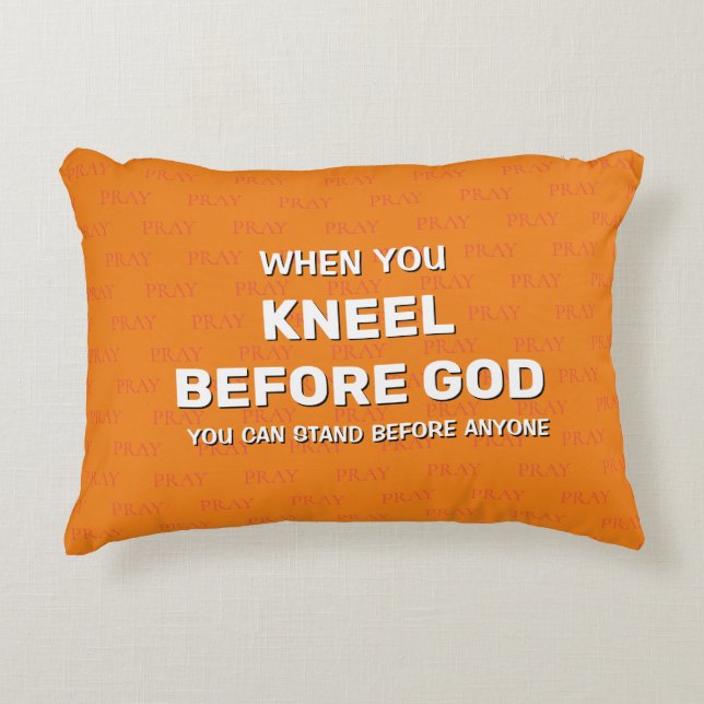 Orange KNEEL BEFORE GOD Prayer Accent Pillow (Front)