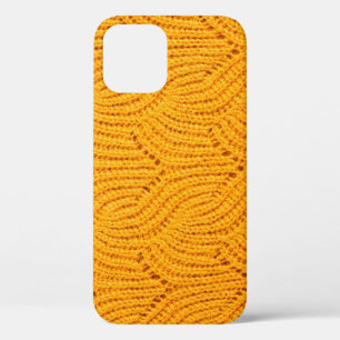Orange knitted sweater, textured background. iPhone 12 case