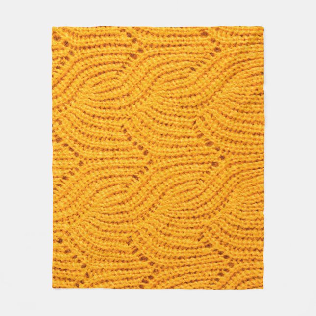 Orange knitted sweater, textured background. fleece blanket (Front)
