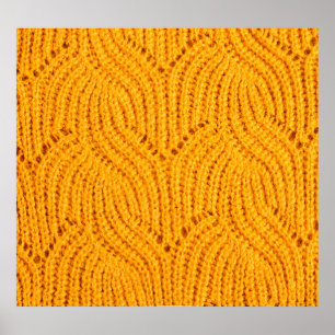 Orange knitted sweater, textured background. poster