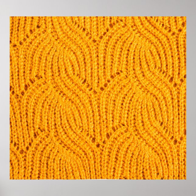 Orange knitted sweater, textured background. poster (Front)
