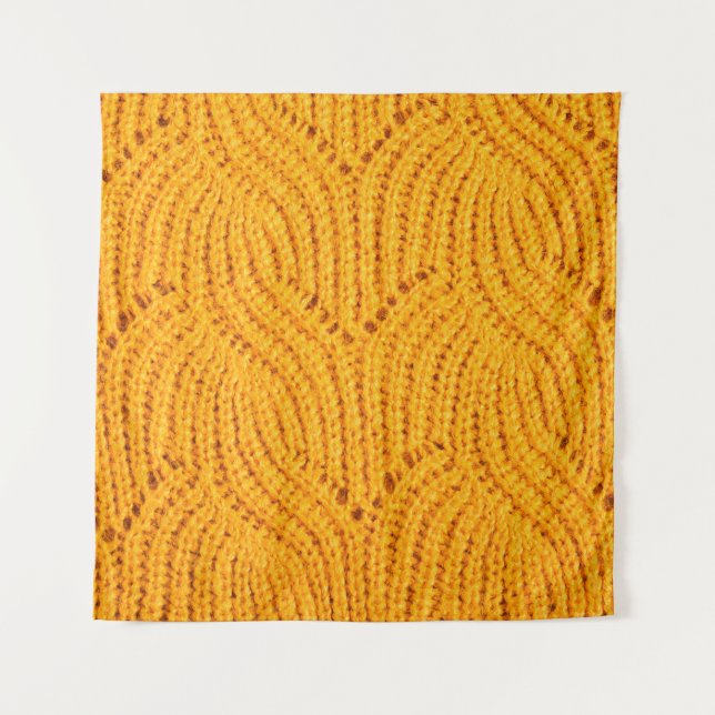 Orange knitted sweater, textured background. tapestry (Front)