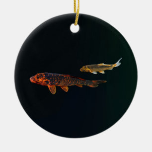 Orange Koi and Gold Koi Ceramic Tree Decoration