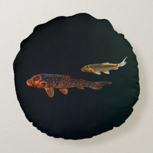 Orange Koi and Gold Koi Round Cushion