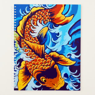 Orange Koi Fish Blue Planner